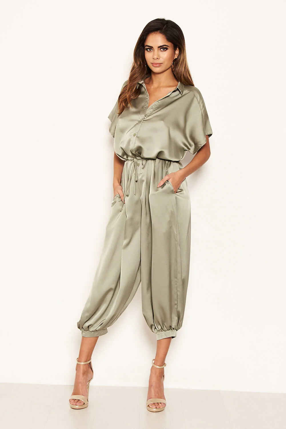 Sage Button Up Jumpsuit - Image 2