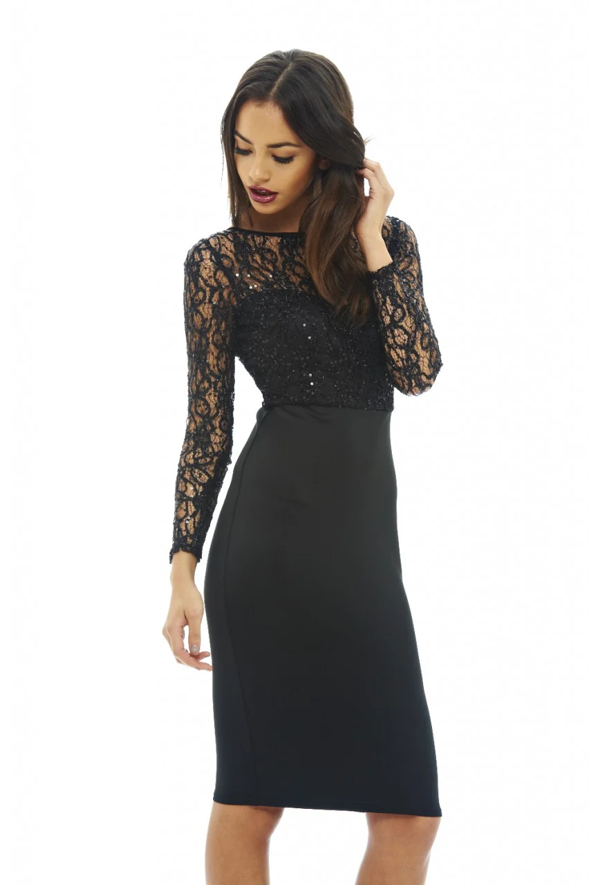 Sequin Top Bodycon Midi Dress - Image 6