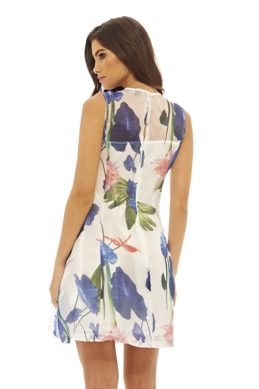 Sheer Floral Skater Dress - Image 4