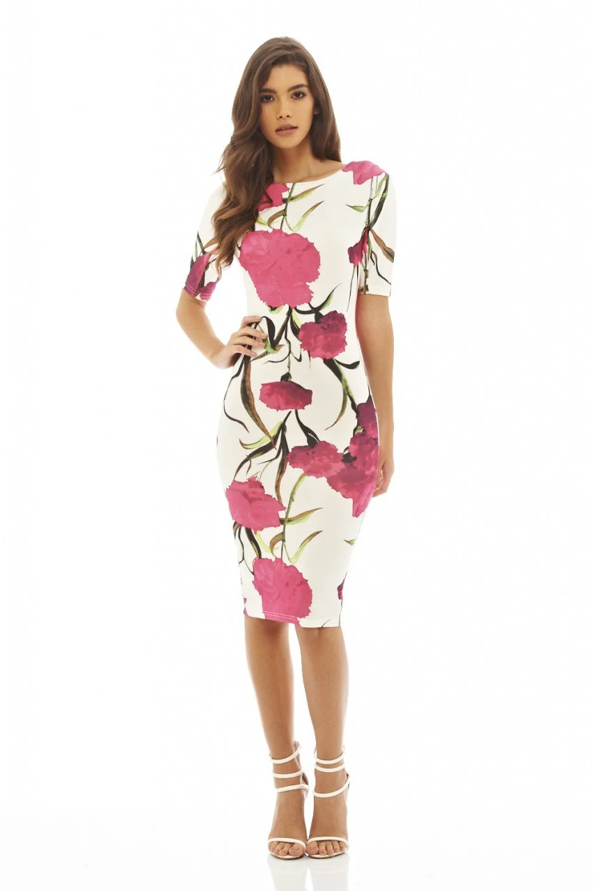 Short Sleeved Floral Midi Dress - Image 2