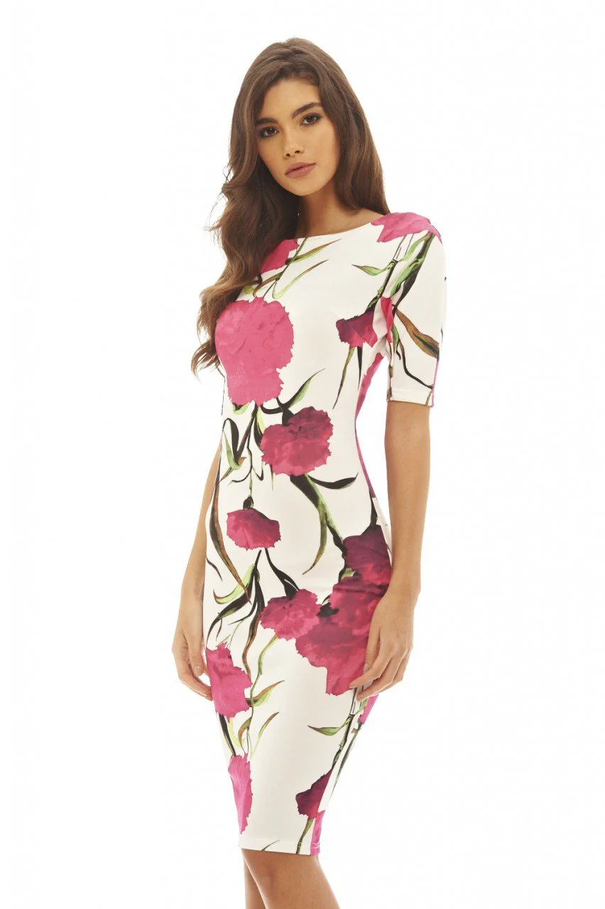 Short Sleeved Floral Midi Dress - Image 3