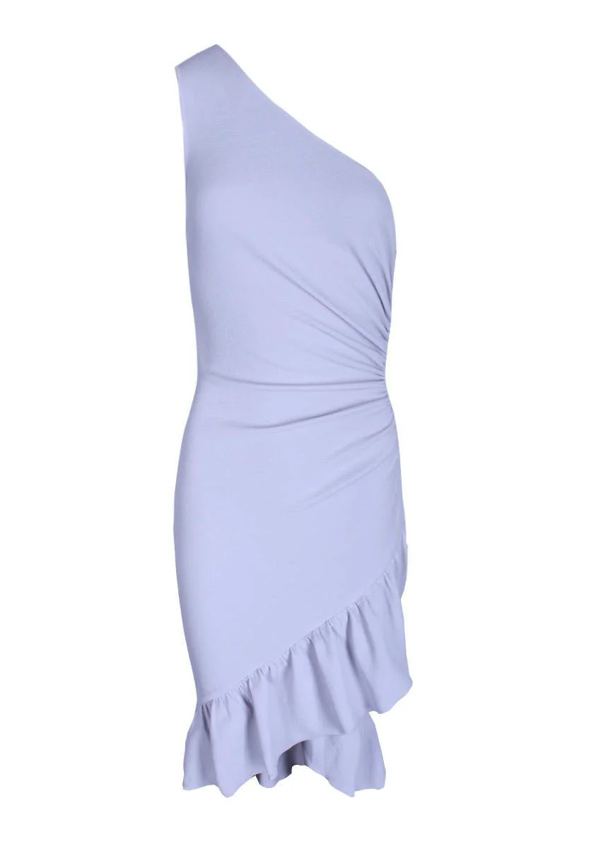 Silver Asymmetric Side Ruched Dress - Image 4