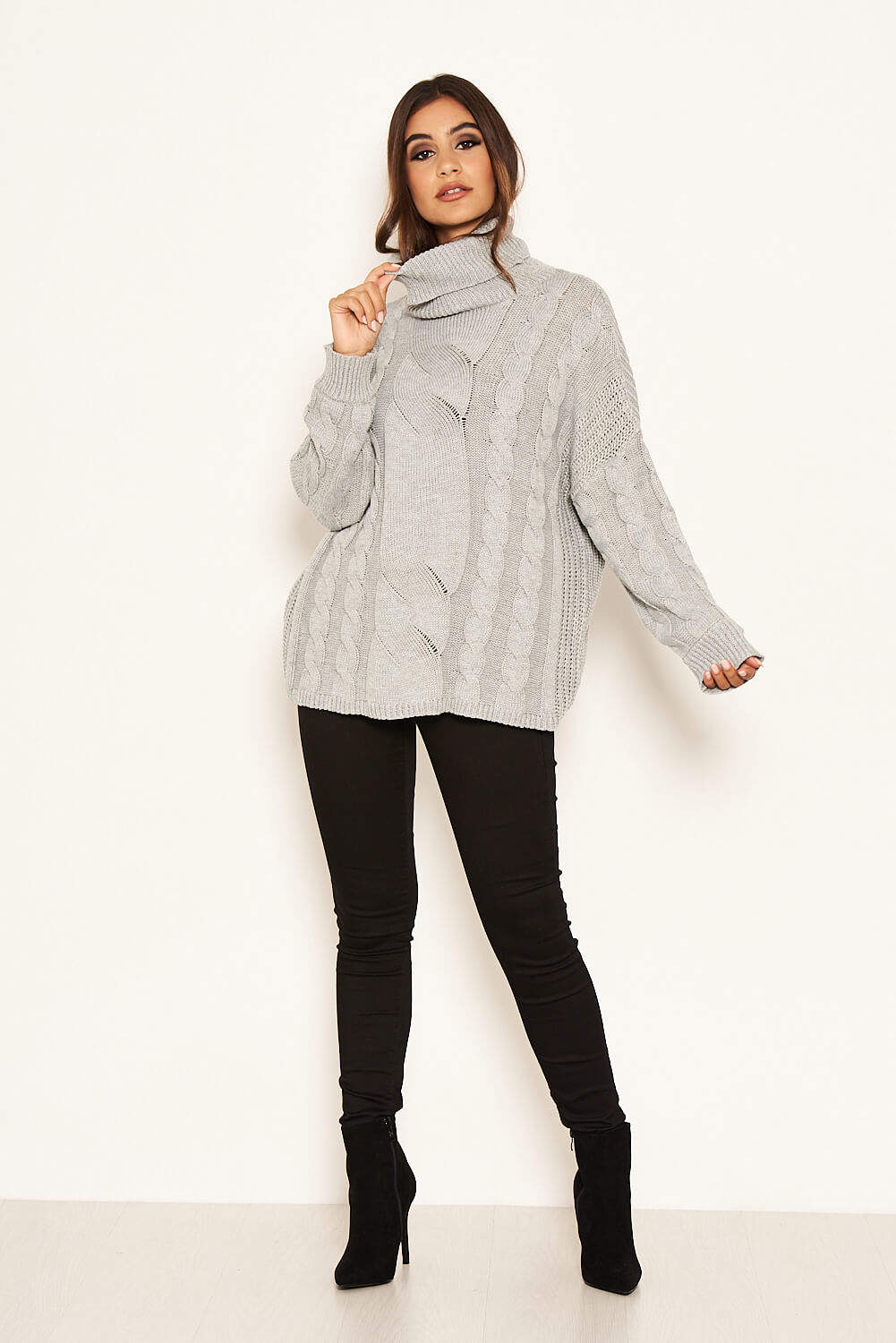 Silver Cable Knit Oversized Jumper - Image 2