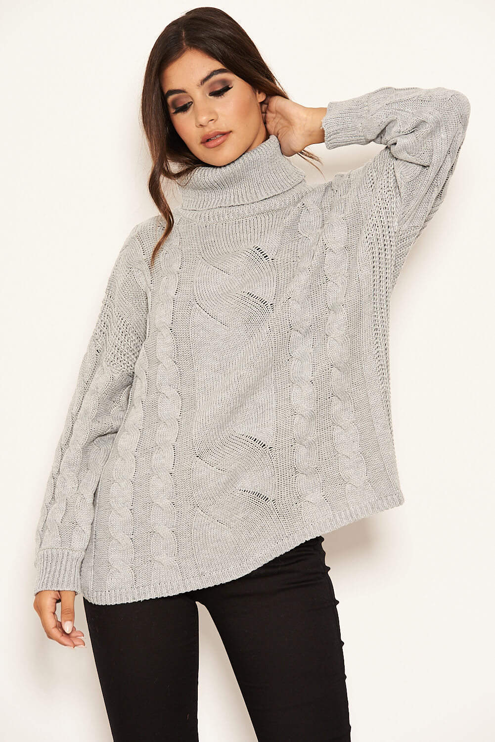 Silver Cable Knit Oversized Jumper - Image 4