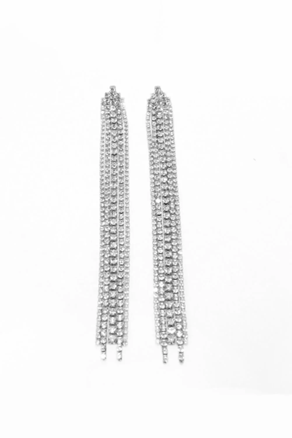 Silver Chain Sleek Drop Earrings - Image 2