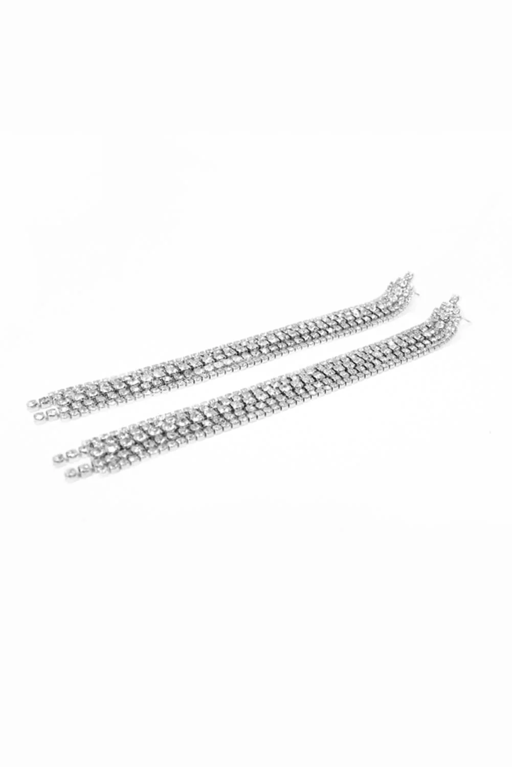 Silver Chain Sleek Drop Earrings - Image 3