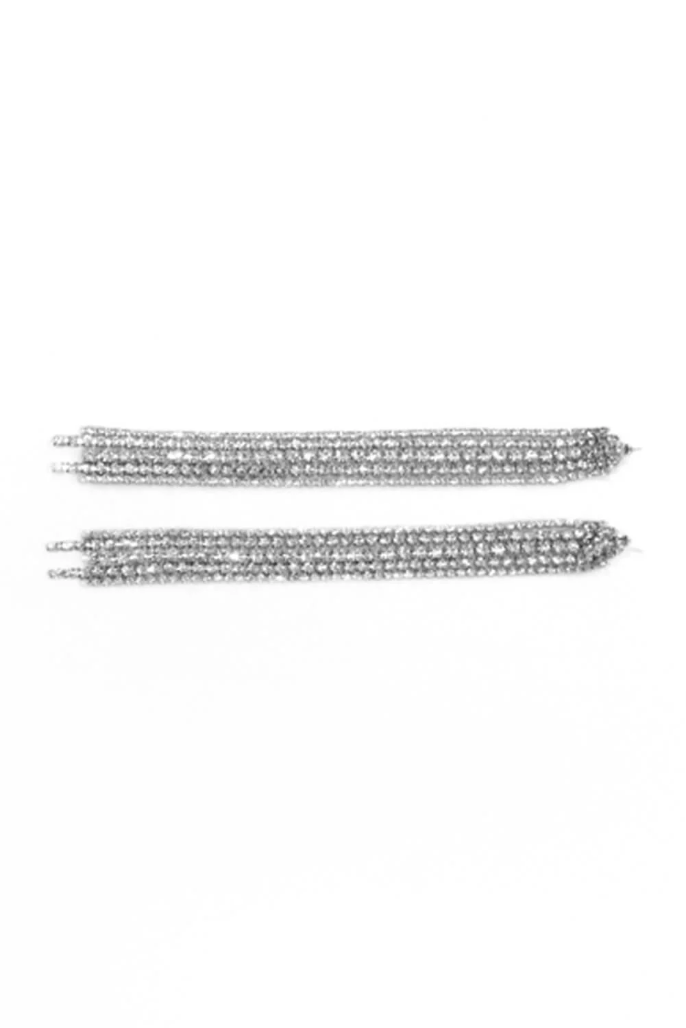 Silver Chain Sleek Drop Earrings - Image 4
