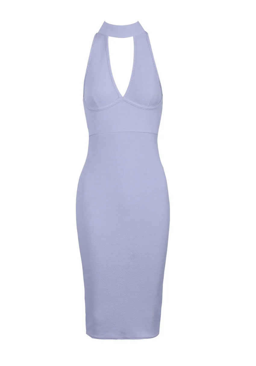 Silver Choker Neck Midi Dress - Image 4