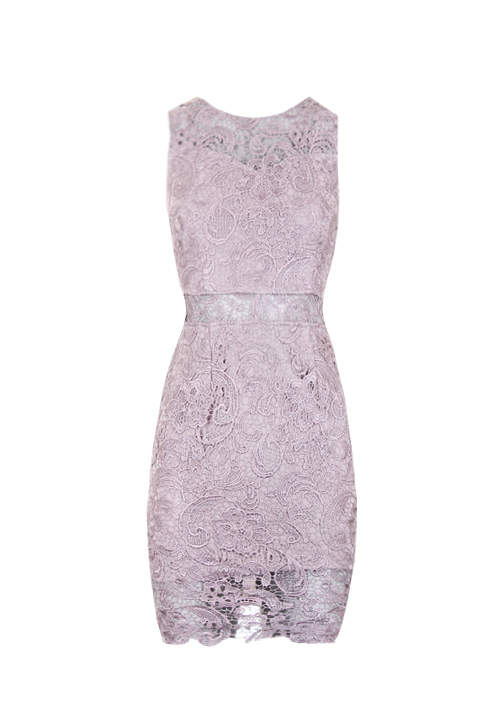 Silver Crochet Embroidered Mini Dress - Image 4