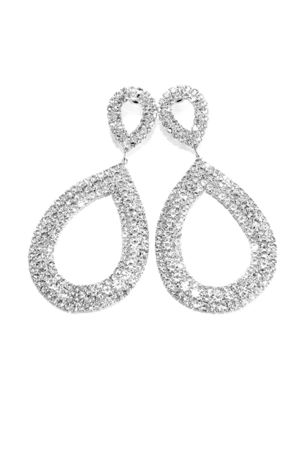 Silver Diamante Double Tear Drop Earrings - Image 2