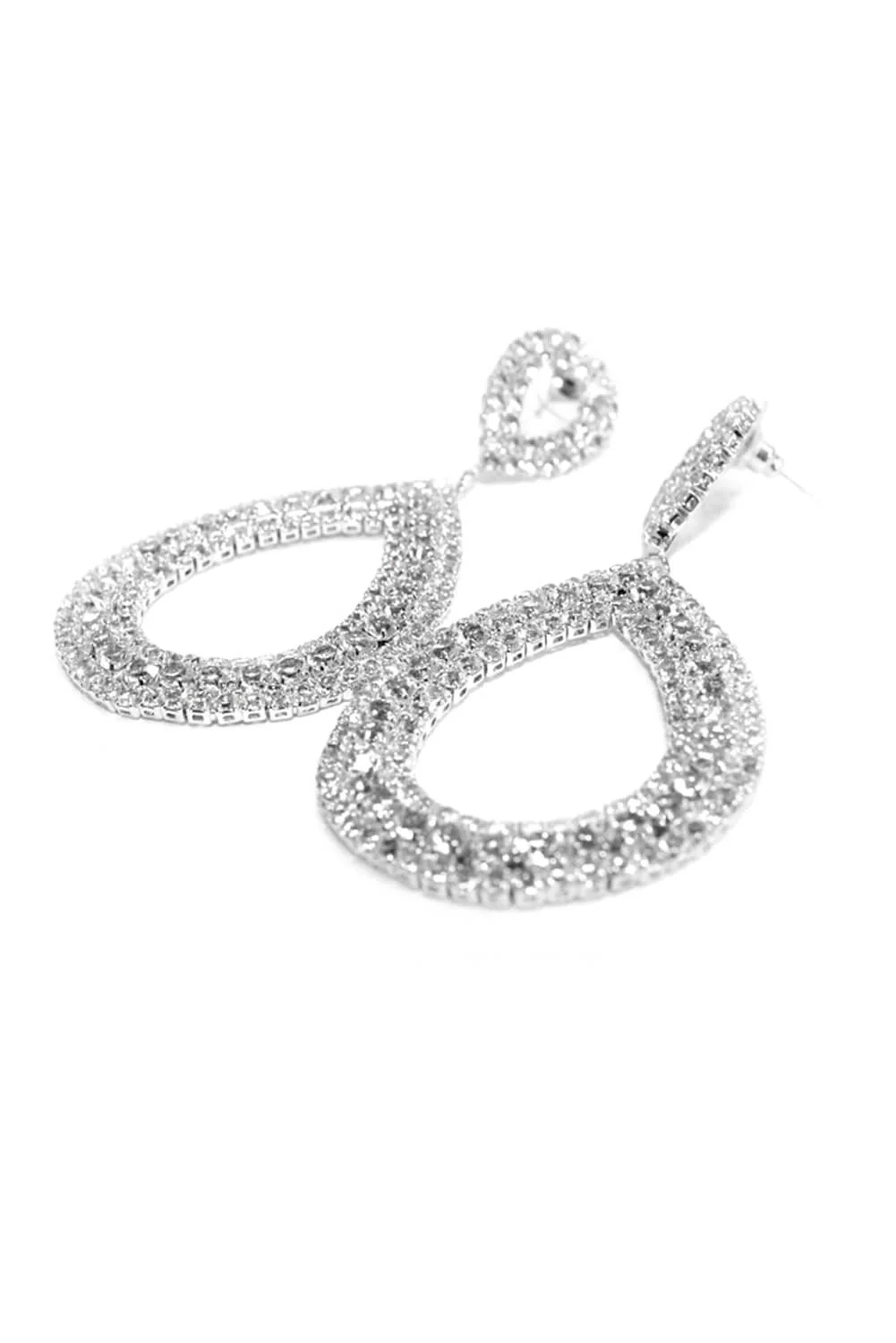 Silver Diamante Double Tear Drop Earrings - Image 3
