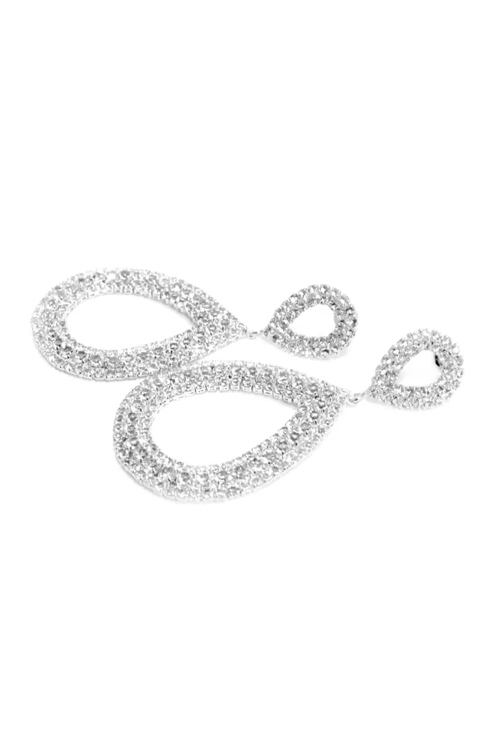 Silver Diamante Double Tear Drop Earrings - Image 5
