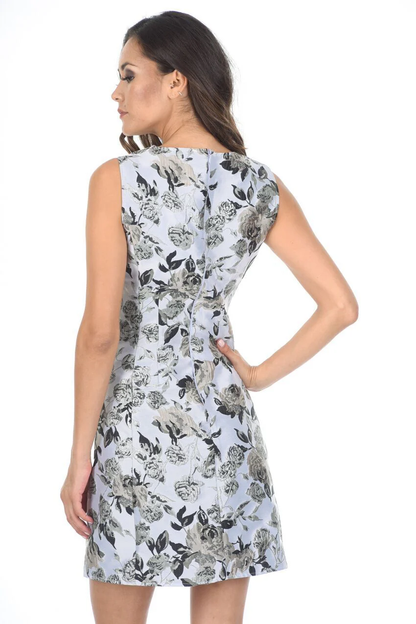 Silver Floral Skater Dress - Image 3