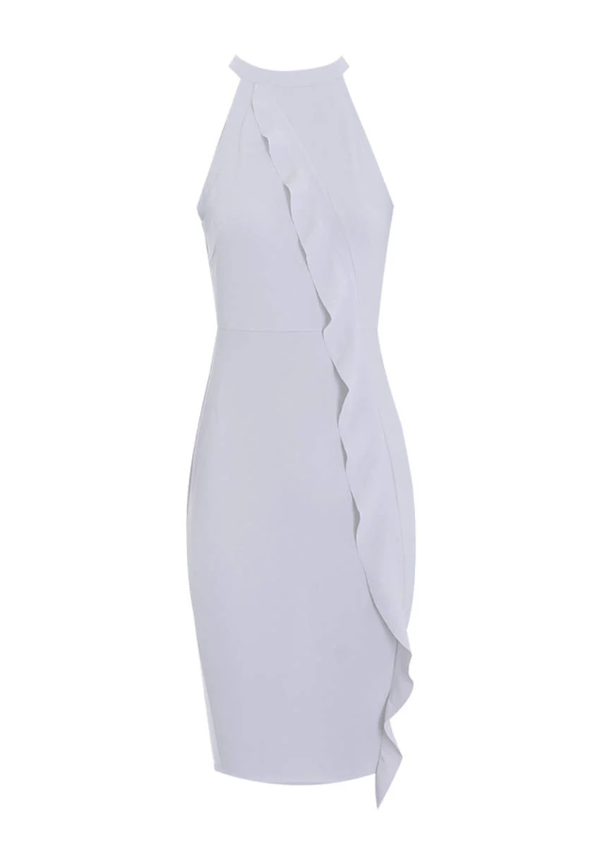Silver High Neck Midi Dress - Image 4