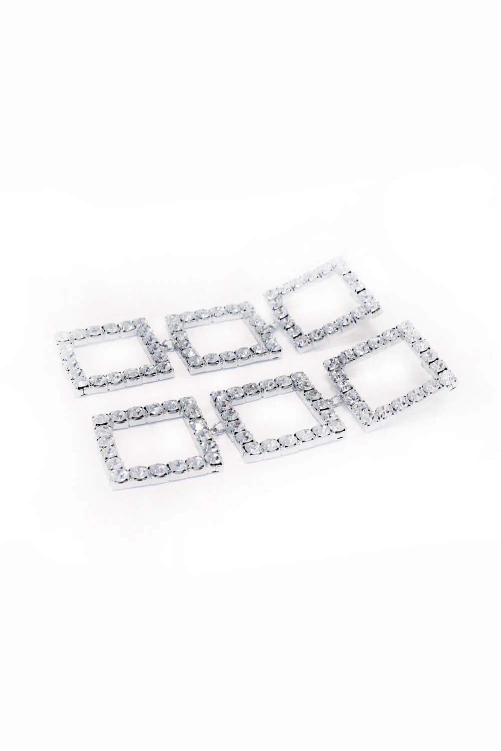 Silver Square Diamante Long Earrings - Image 3