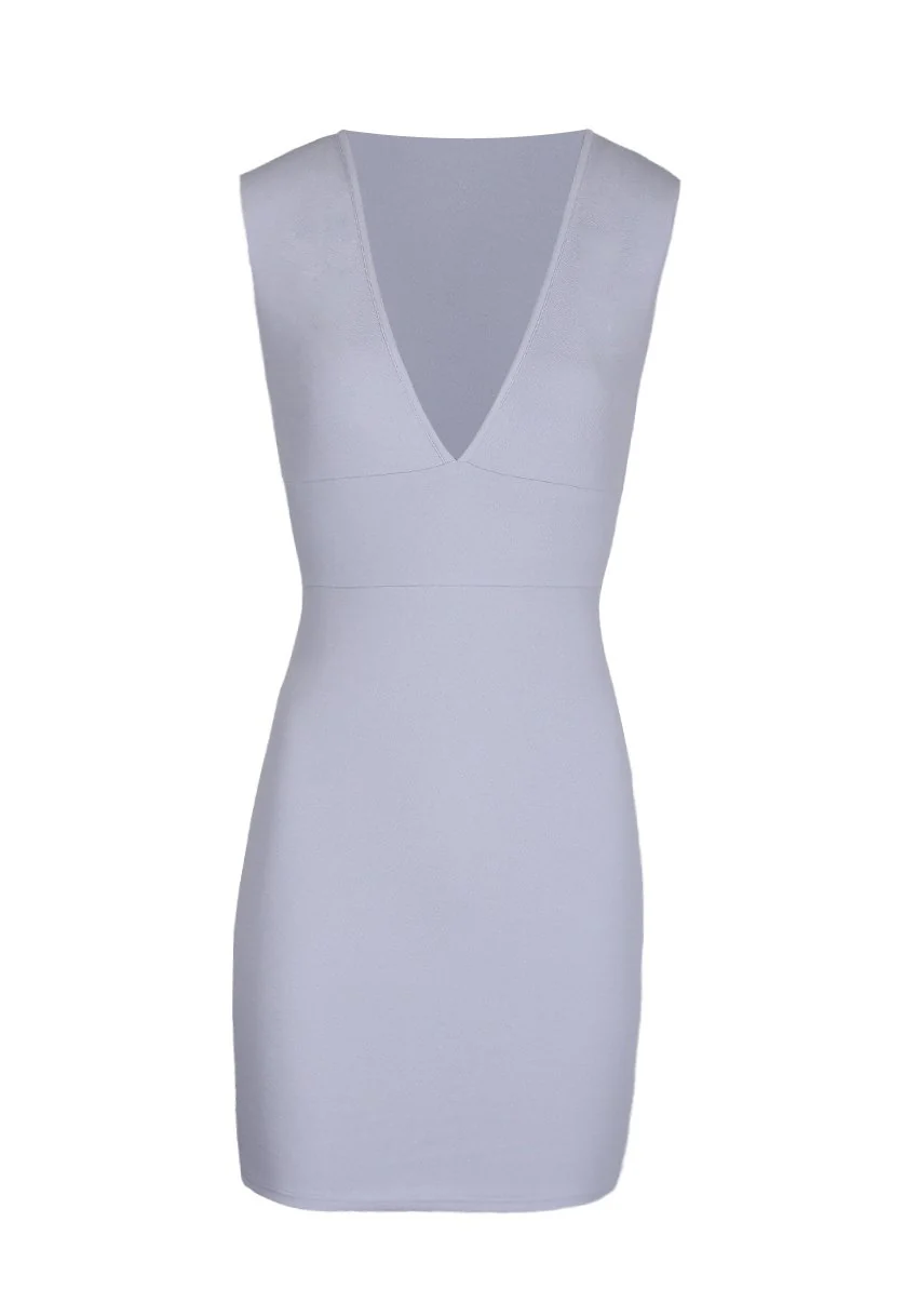 Silver V-Front Bodycon Dress - Image 4
