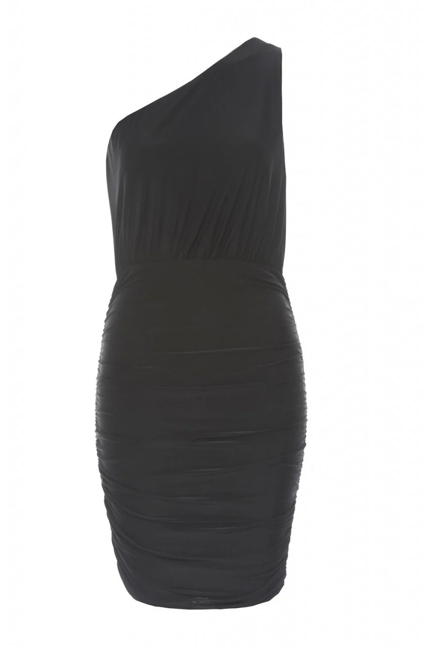Slinky Ruched Asymmetric Dress - Image 5