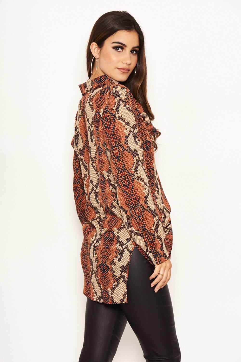 Snake Print Cowl Neck Top - Image 3