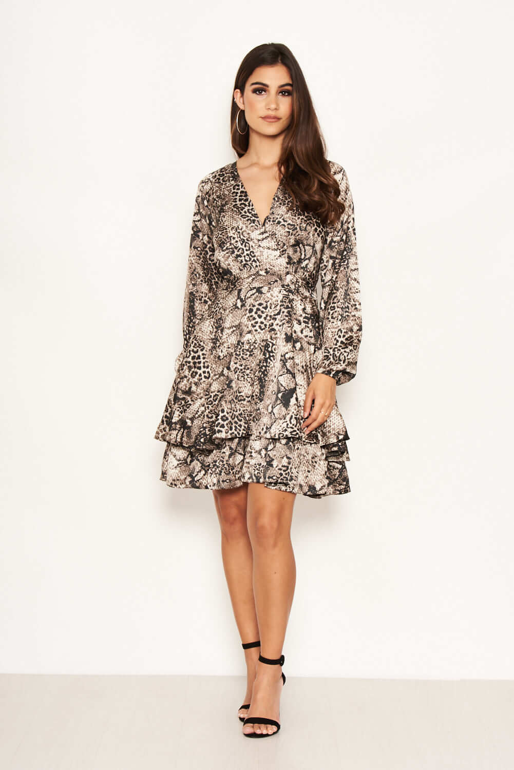 Snake Print Frill Wrap Dress - Image 2