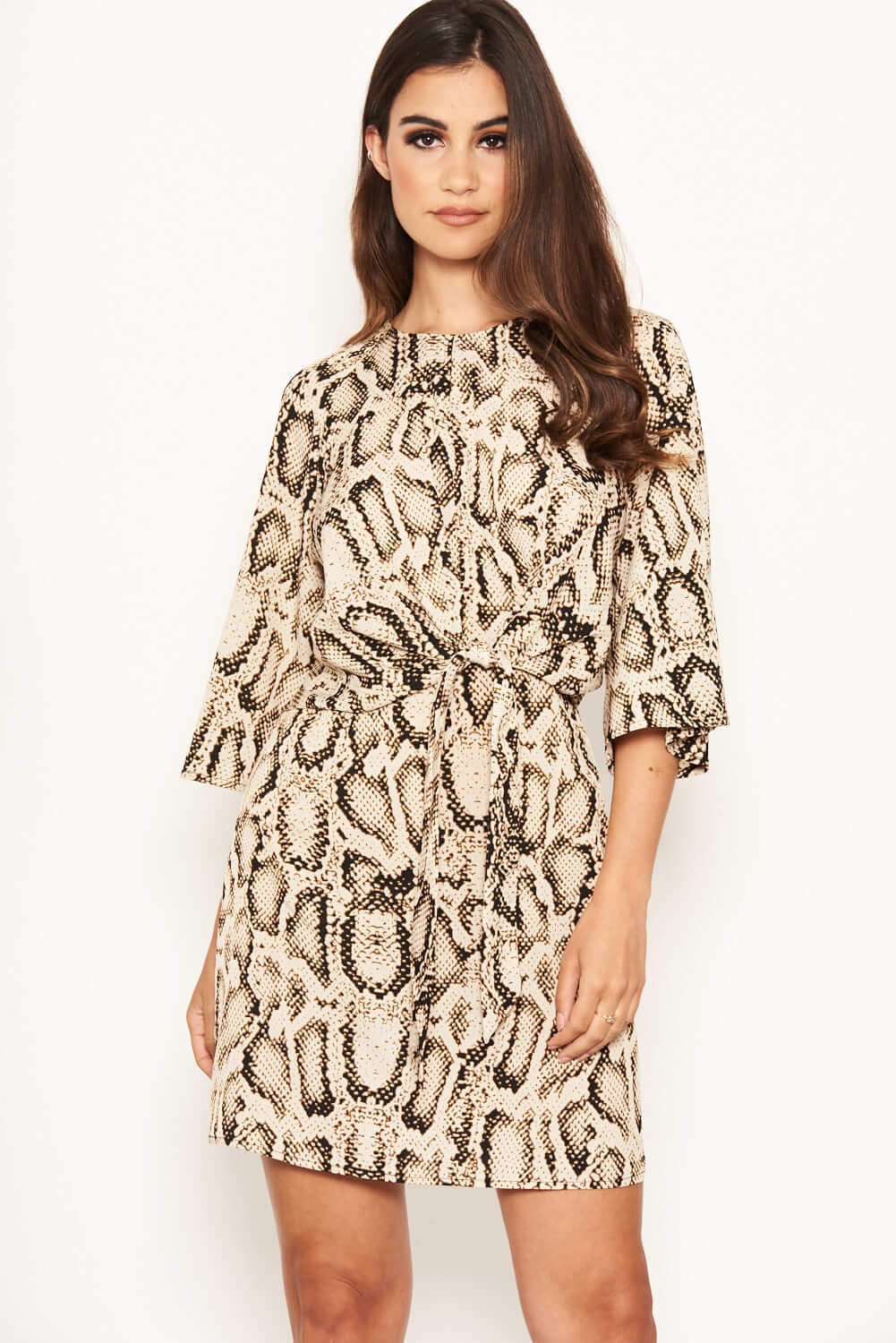 Snake Print Tie Front Shift Dress - Image 2