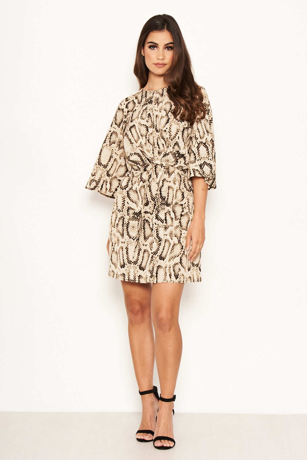 Snake Print Tie Front Shift Dress - Image 3