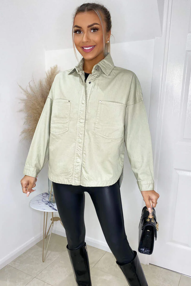 Stone Denim Double Pocket Shirt Jacket - Image 2