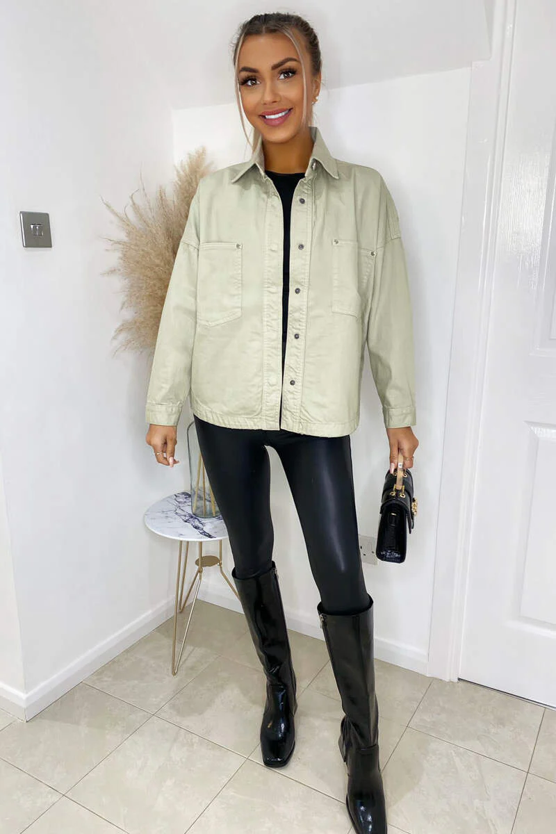 Stone Denim Double Pocket Shirt Jacket - Image 3