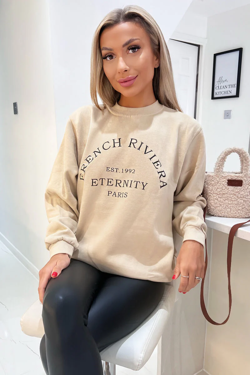Stone French Riviera Slogan Sweatshirt - Image 2