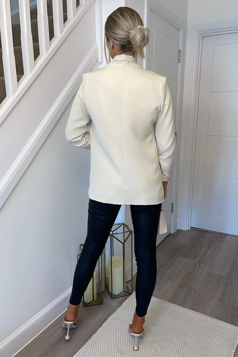 Stone Ruched Detail Sleeve Blazer - Image 4