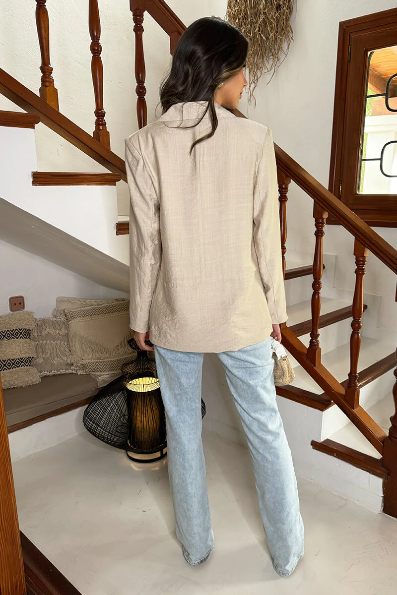 Stone Shawl Collar Open Front Blazer - Image 5