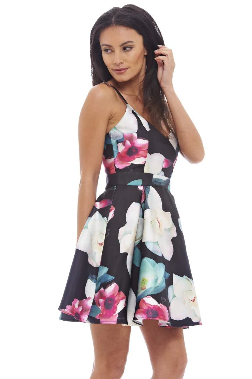 Strappy Floral Print Skater Dress - Image 3