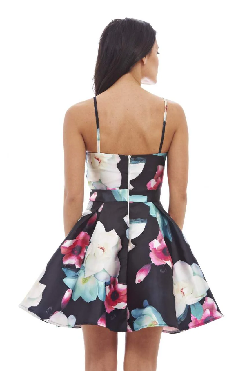 Strappy Floral Print Skater Dress - Image 4