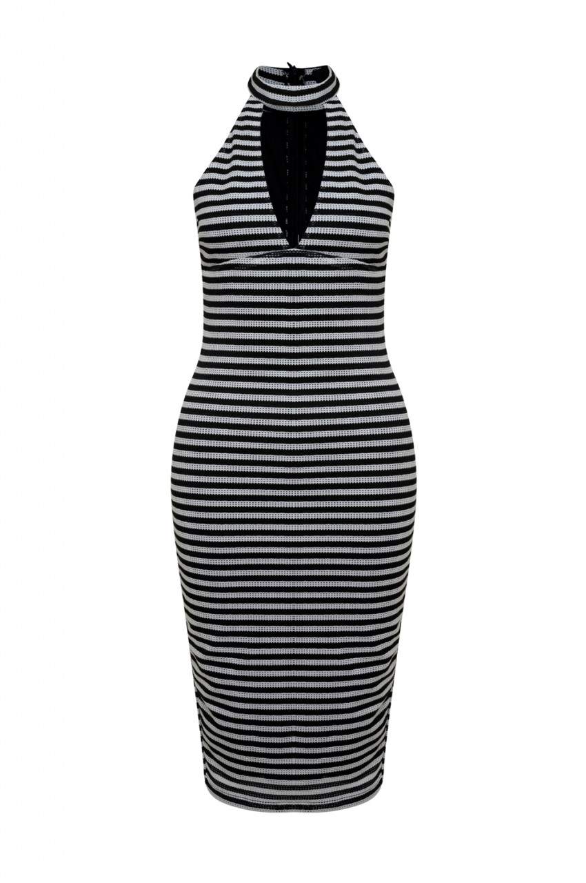 Striped Bodycon Midi Dress - Image 5