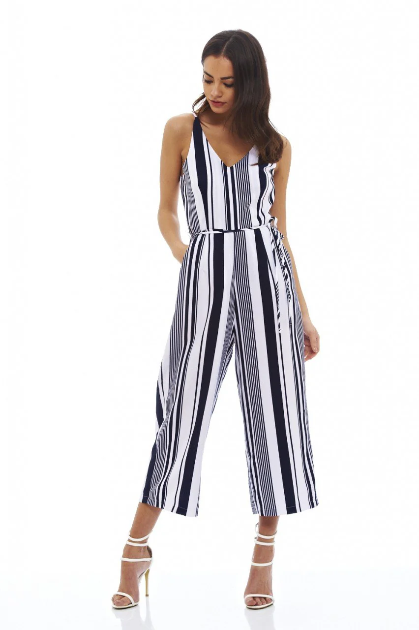 Striped Culotte Jumpsuit - Image 2
