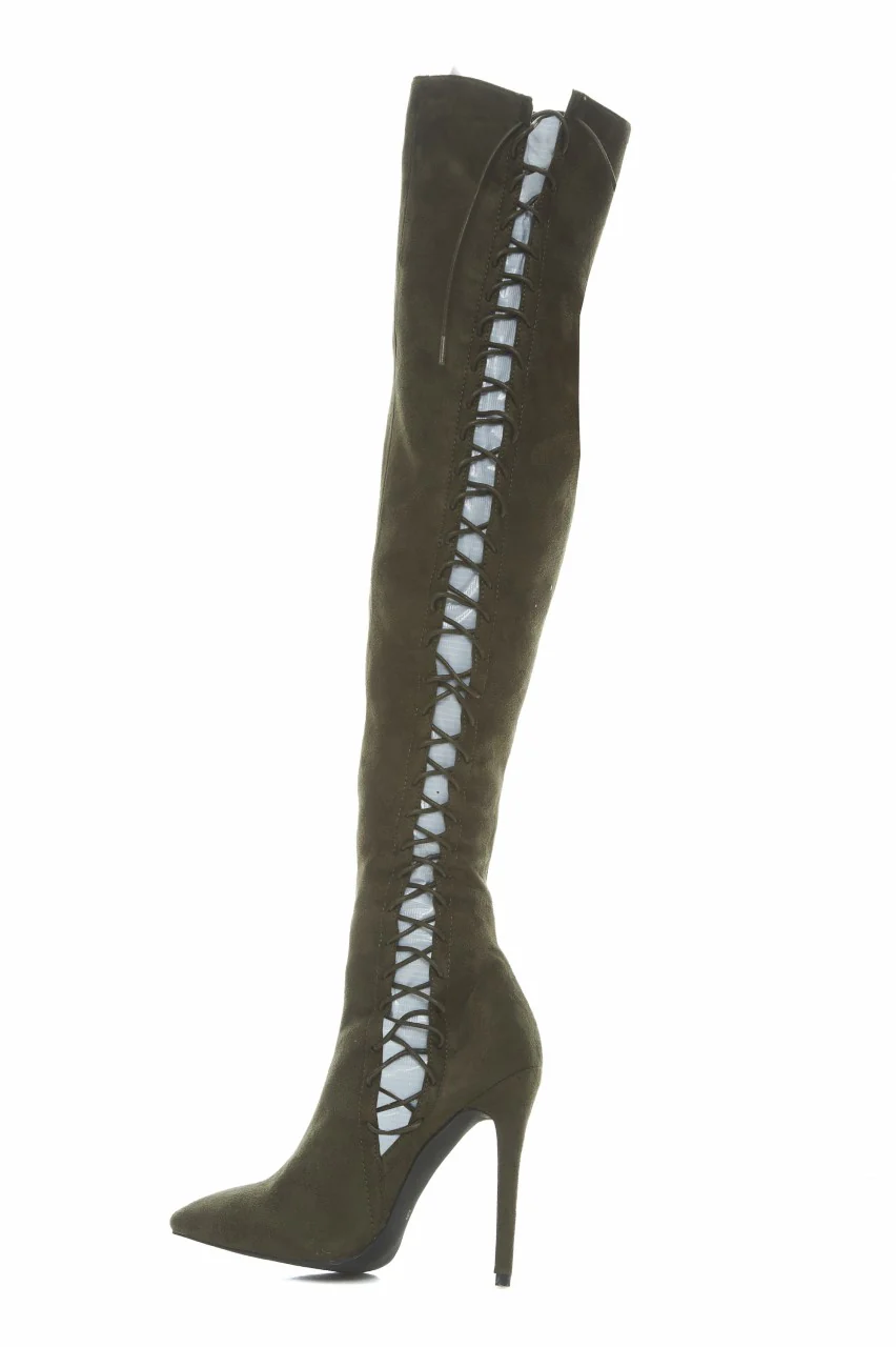 Suede  Lace Up Boots - Image 2