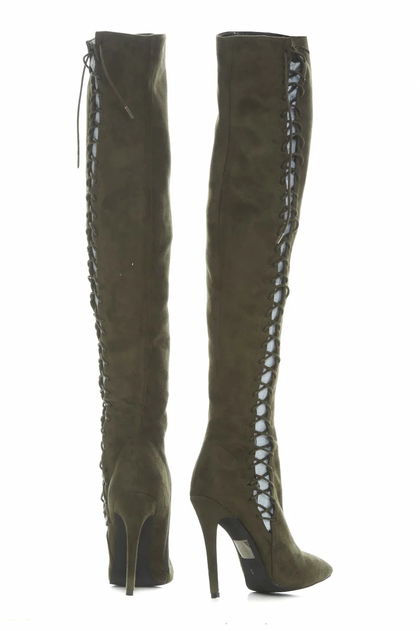 Suede  Lace Up Boots - Image 3