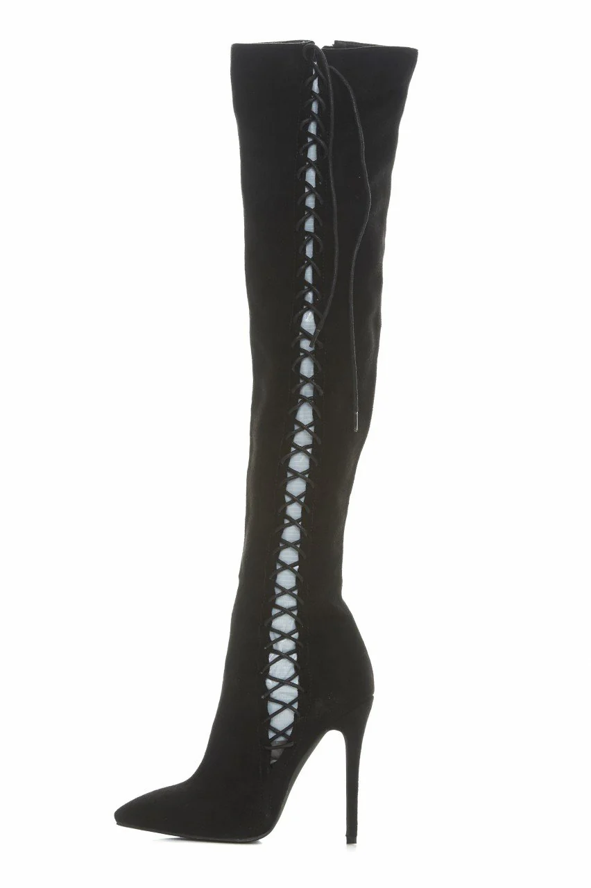 Suede Lace Up Boots - Image 2