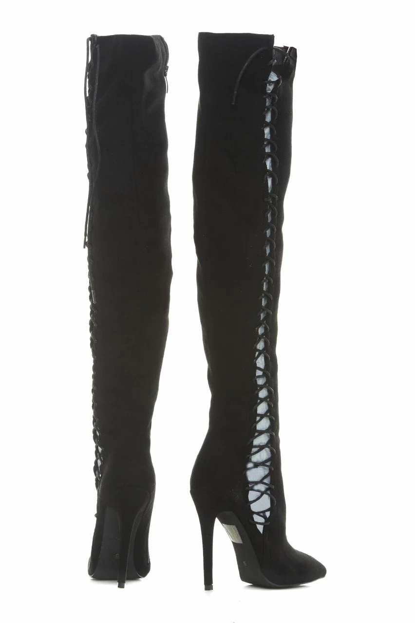 Suede Lace Up Boots - Image 3