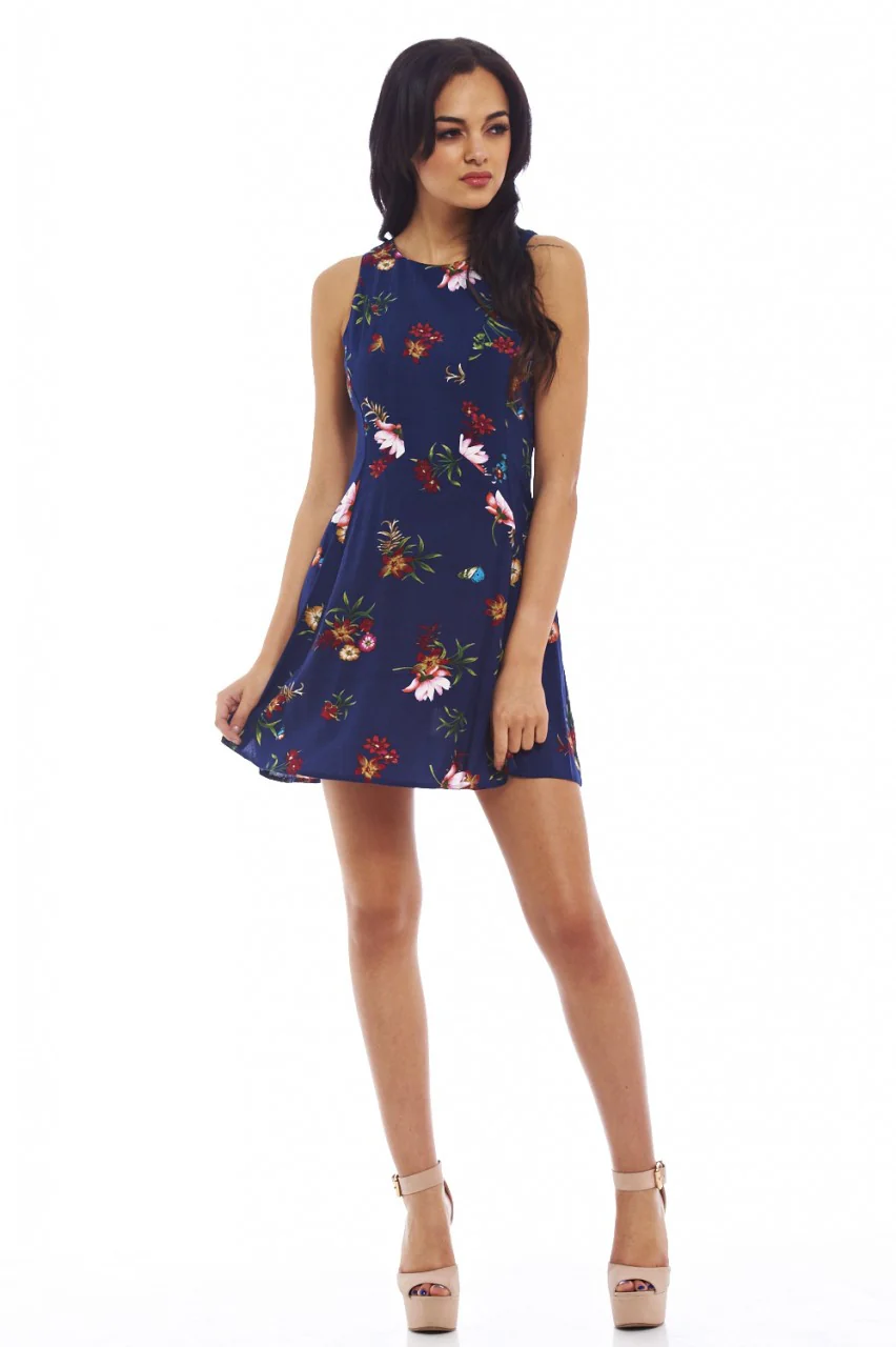Summer Floral Printed Day Skater Dress - Image 2