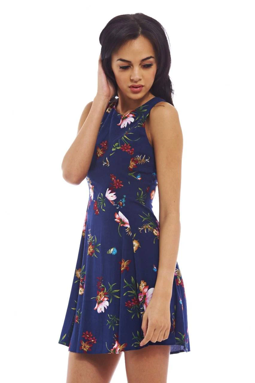 Summer Floral Printed Day Skater Dress - Image 3