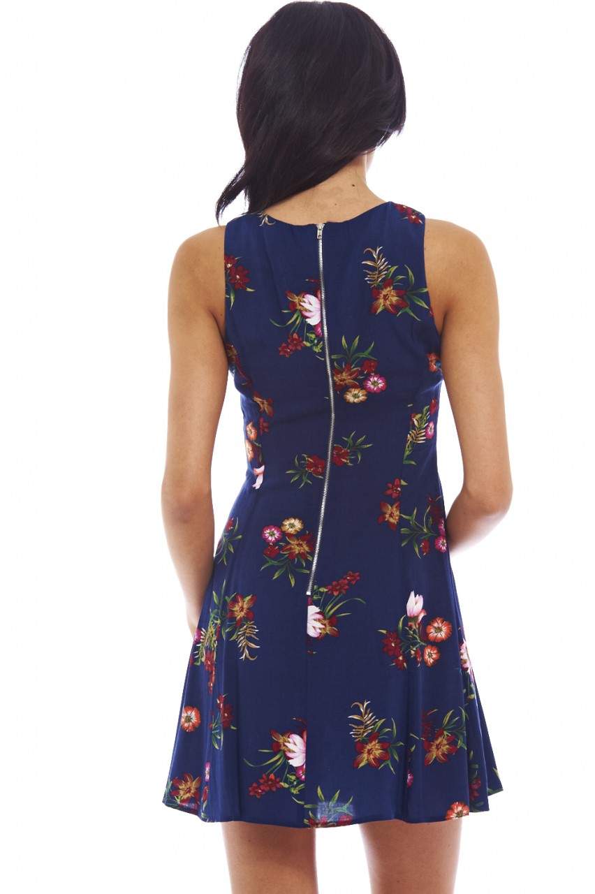 Summer Floral Printed Day Skater Dress - Image 4