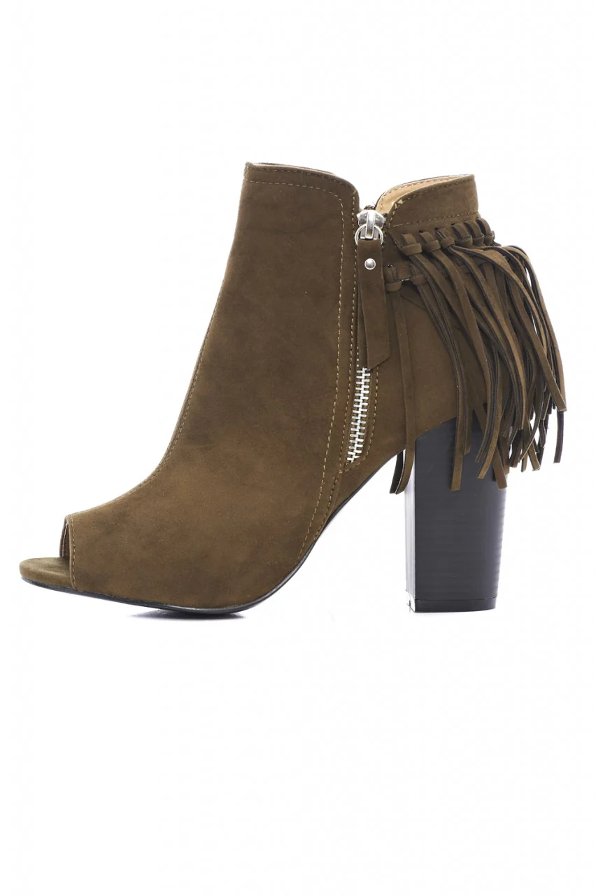 Tassel Peep Toe Heeled Boot - Image 2
