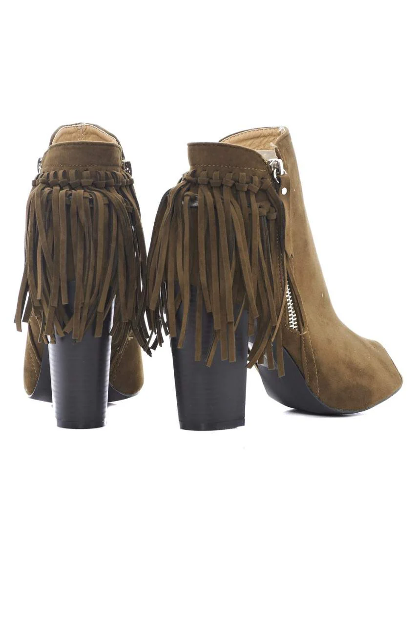 Tassel Peep Toe Heeled Boot - Image 3
