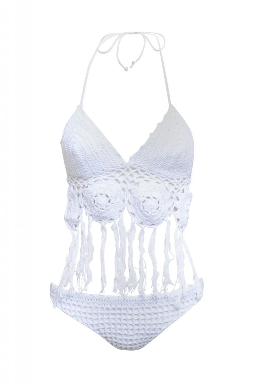Tasseled Crochet Top Bikini - Image 5