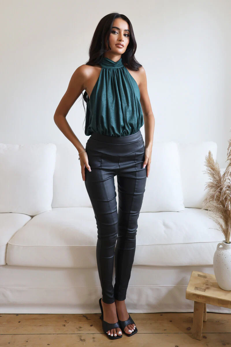 Teal Shimmer Halterneck Bodysuit - Image 2