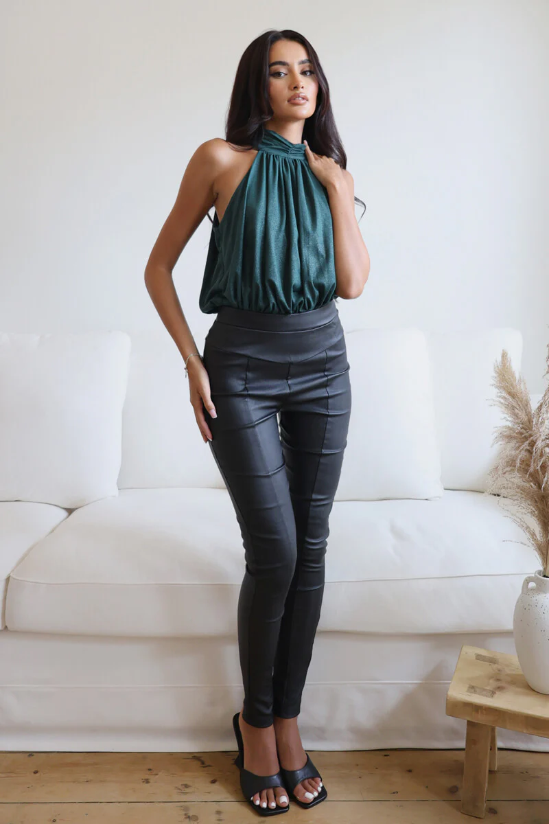 Teal Shimmer Halterneck Bodysuit - Image 3