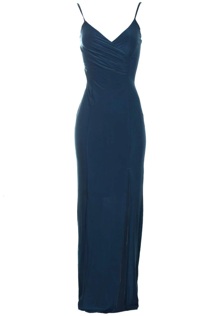 Teal Slinky Maxi Dress - Image 4