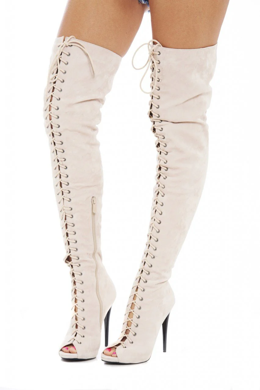 Thigh Lace Up Boot Heels - Image 3