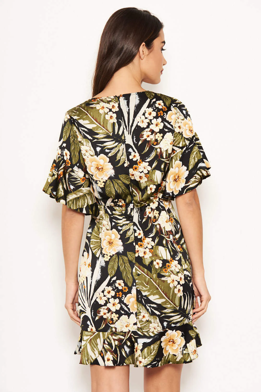 Tropical Frill Detailed Wrap Dress - Image 5