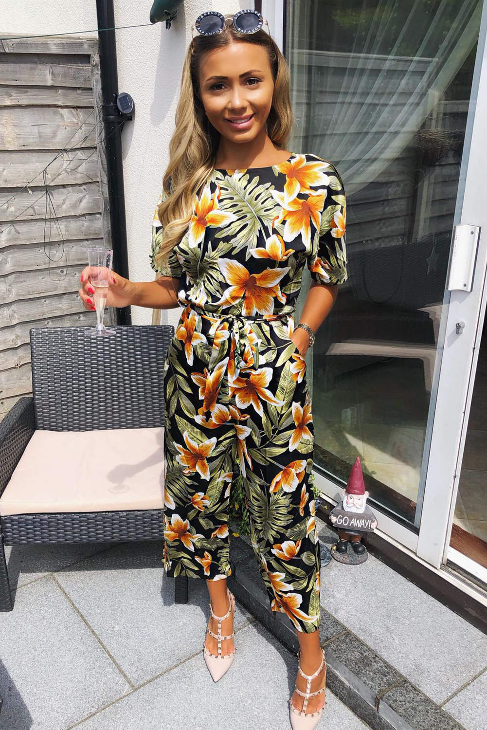 Tropical Print Belted Jumpsuit - Image 3